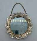 Vintage Turkish  900 Silver Round Scalloped Edge Hanging Wedding Mirror