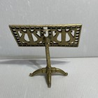 Vintage Small Mini Brass Music Photo Or Recipe Card Stand 5 5    Tall Lyre
