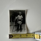 Vintage Black   White Snapshot Photo Portrait Boy With Dog  Unframed Great Dane