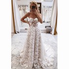 Beach Wedding Dresses Sweetheart Lace Appliques Sweep Train A Line Bridal Gowns