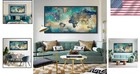 Waterproof High-definition World Map Canvas Art 29x58 - Easy To Hang Decor