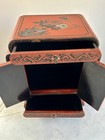 Antique Red Lacquer Asian Medium Size Chest With 2 Drawers And Working Lock Rare