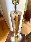 Vtg Brass India Engraved Lamp   Mid Century Era Middle Eastern Engraved Lamp