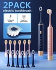 2 Pack Electric Toothbrush Sonic Toothbrush Usb Rechargeable 12 Heads 6 Modes