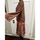 Vintage 1970s 1980s Drop Waist Brown Paisley Long Sleeve Dress Union Made