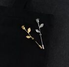 Gold silver Rose Brooch Coat Lapel Pin  Flower Boutonniere Gift For Men Women