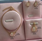 10k Solid Gold Baby Butterfly Jewelry Set Screw Back Earrings Bracelet Pendant