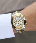 Seikmod Two-tone Chronograph Mod - White Dial   Gold Bezel   Steel Bracelet   Au