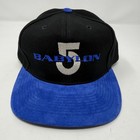 Vintage Babylon 5 Otto Cap Snapback Hat Black Blue Suede Brim Mens 90s