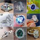 Fashion 925 Silver Filled Ring Oval Cubic Zircon Women Wedding Jewelry Sz 6-10