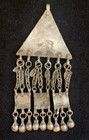 Vtg Turkmen Pendant Silver Lapis Bells Tribal Kuchi Boho Ethnic Dance Jcs