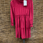 Rare Editions Big Girls Long Sleeve Textured Velvet Tiered Dress - Burgundy Size