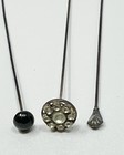 Lot 3 Antique vintage Victorian Art Deco  Hat Pin Stick Pin Metal Decorative