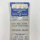 1968 6th New York Film Festival Ticket Stub Opening Night Philharmonic Hall Vtg