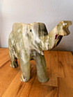 Large Hand Carved Green Onyx Elephant Figurine     4 6 Lb Stone Statue     8    Long