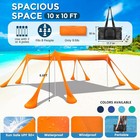 Beach Canopy Beach Tent Pop Up Shade 10x10ft Sun Shelter Upf50  With 8
