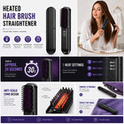 Heated Hair Brush Straightener 3 Heat 160-200  c 30s Anti-scald Portable Black