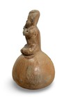 Pre-columbian Style Pottery Ocarina Whistle Seated Musician Mexican Folk Art 