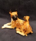 Vintage American Boxer Dog With Puppy Porcelain Ceramic Figurine 4  X 6 5 