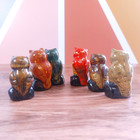 Vintage Miniature Hand-painted Colorful Ceramic Owls Set Of 6