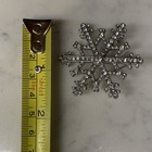 Silver Tone Clear Rhinestone Snowflake Brooch Pin   winter Holiday