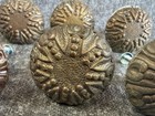 Lot Of 6 Antique vintage Gold-tone Brass Door Knob Raised Swirl Flower