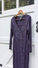 Vintage 90s Carole Little Womens Beaded Midi Knit Dress Size M Petite Wool Blend