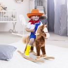 Kids Rocking Horse  Plush Toddler Rocker  Wooden Base Ride On Toy
