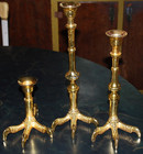 Vtg Set 3 Figural Brass Raven eagle Claw Feet Candlestick Holders 11 25 -4 75 