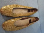Gold Glitter Ballerina Flats Women Size 10 B Costume Aerosoles