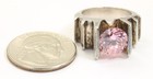 Vintage Mexico Taxco Sterling Silver Modernist Pink Gemstone Ring Sz7 25