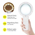 30x Jumbo Handheld Magnifying Glass W  12 Bright Led Light Illuminated Magnifier
