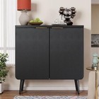 Fluted Sideboard Buffet Cabinet 4 Door Modern Credenza