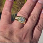 Men s 14k Gold Plate Over 925 Silver Ring W Moissanites  Size 11
