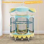 64  Kids Trampoline W  Detachable Canopy Safety Enclosure Net Foam Handle Yellow