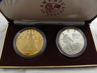 1988 America In Space 2 Coin Proof Commemorative Set 90  Silver   Bronze Ogp