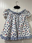 Vintage Toddler Girls Dress Size 4 White Red Blue Fruit Peter Pan Collar Retro