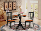 Esni3-bch-w 3-piece Dining Table Set Include A Round Dining Table And 2 Wooden C