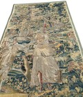 17th Century 4x6 Antique Flemish Handmade Tapestry Wool   Silk Verdure Abstract
