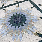 Handmade Feathered Stars Cotton Fabric Queen Size Patchwork Quilt Top topper