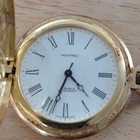 Manfred Full Hunter Pocket Watch Gold Plated Yellow Case White Dial Quartz