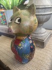 Vtg Ceramic Mischievous Pig 8  Decoupage Piggy Bank Chalkware 1970s