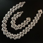 Vintage Mexico Sterling Silver Extra Wide Chain Necklace And Bracelet Set