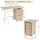 Folding Computer Laptop Desk Wheeled Home Office Furniture With 3 Drawers