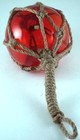 Red Japanese Glass Fishing Floats Fish Net Buoys Tiki Decor