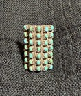 Sterling Silver Vtg Native Zuni Big Snake Eye Turquoise 7 Row 35 Stone Size 6