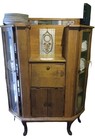 Antique Oak Secretary China Cabinet Corner Curio Beveled Glass Display Hutch