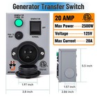 20 Amp Generator Transfer Switch  1-circuit  Etl Approved - Usa - 12ov 20a 125v