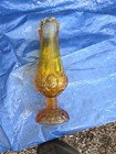 Vintage 1960s Amber Starburst Swung Glass Vase Mid Century