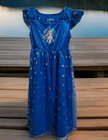      Disney Frozen Elsa Girl s Blue Shimmery Snowflake Dress Size S 6 6x        